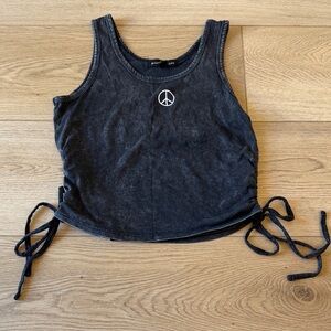Stylish Black Tank Top with Peace Sign